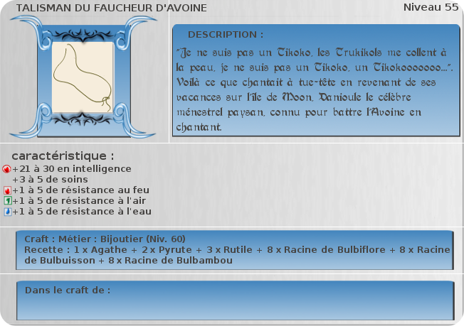 talisman du faucheur d'avoine