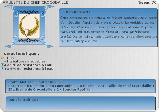 amulette du chef crocodaille